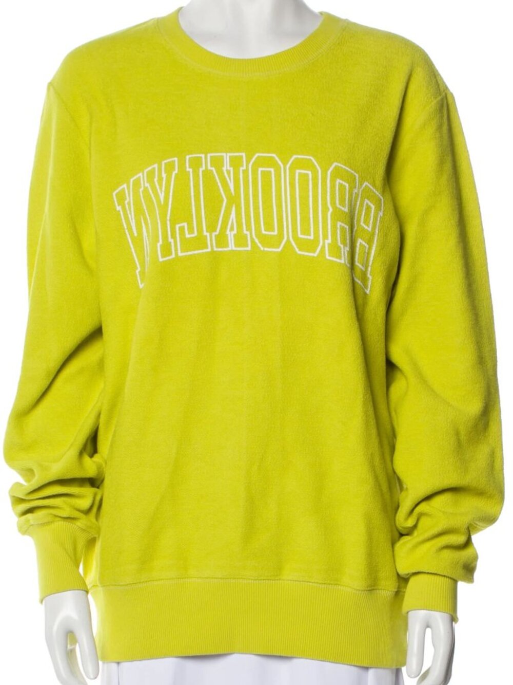 Ovadia & Sons Brooklyn Graphic Crewneck Sweatshirt Mens M Neon Yellow